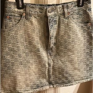 Gucci monogram denim mid skirt size 42 European